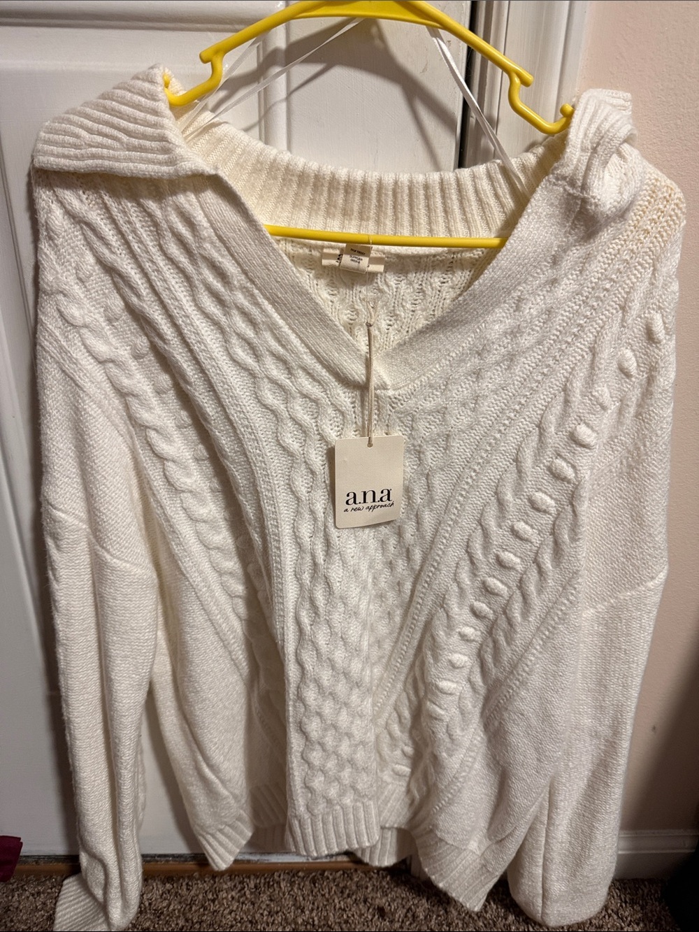 a.n.a Cream Cable-Knit Cowl Sweater